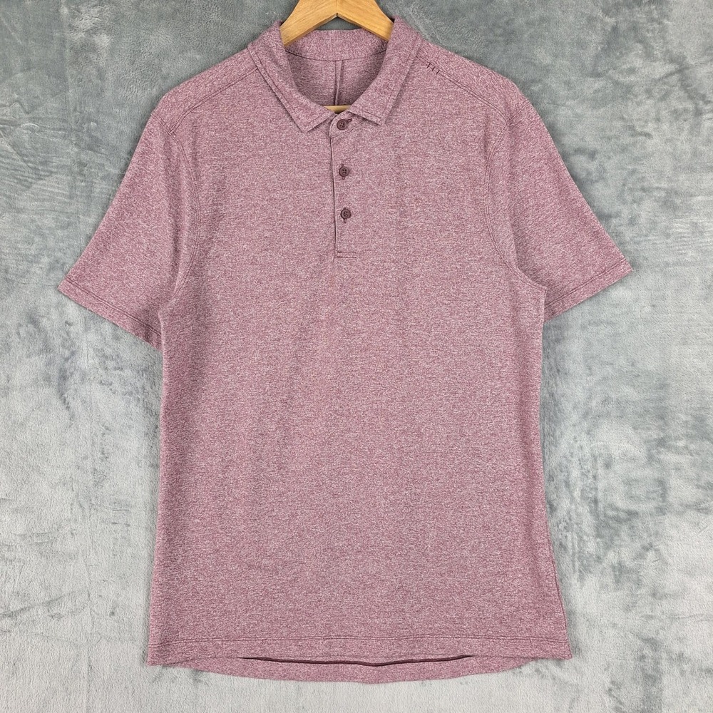 Lululemon Polo Shirt Mens Medium Red Evolution Athletic Athleisure Preppy Slim